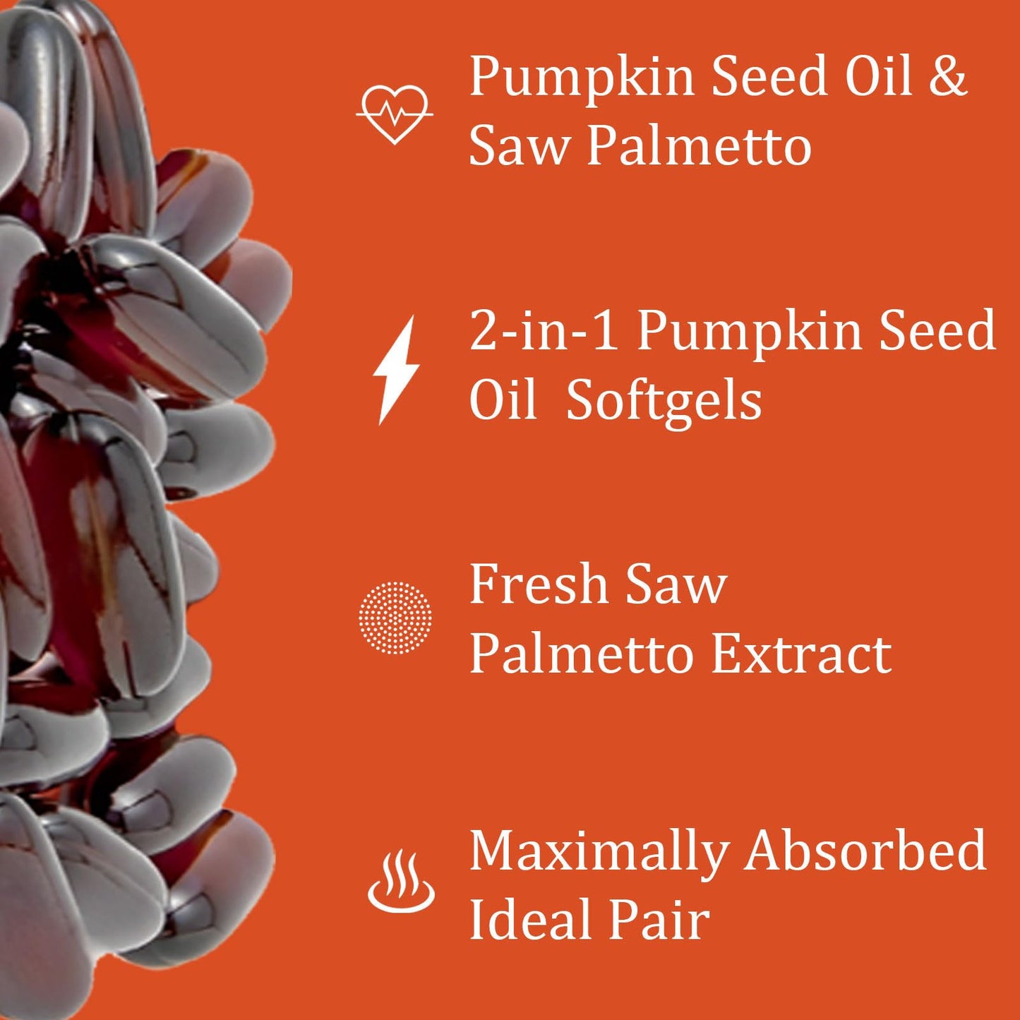 Ovela Pumpkin Seed Oil Capsules 3000mg with Saw Palmetto | Non-GMO, Gluten-Free
