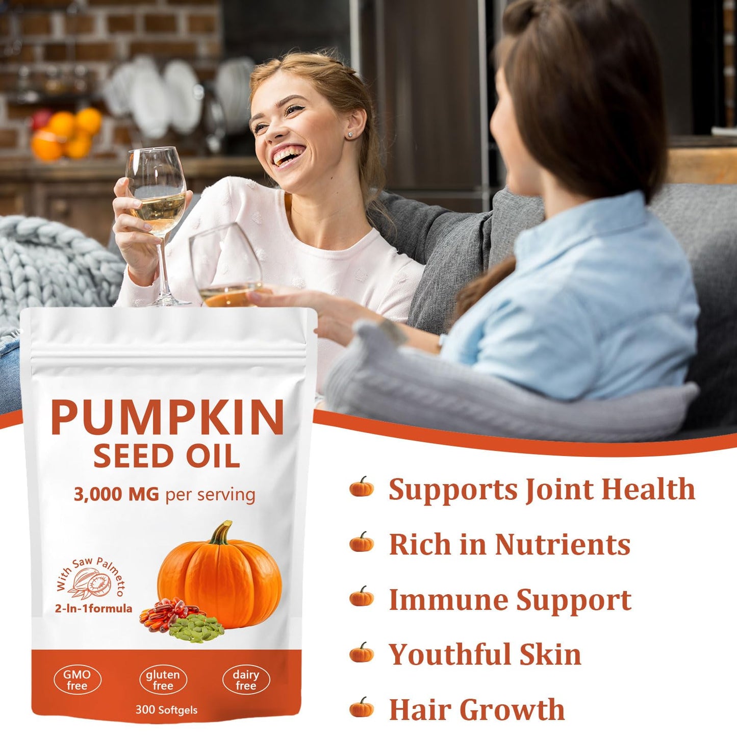 Ovela Pumpkin Seed Oil Capsules 3000mg with Saw Palmetto | Non-GMO, Gluten-Free