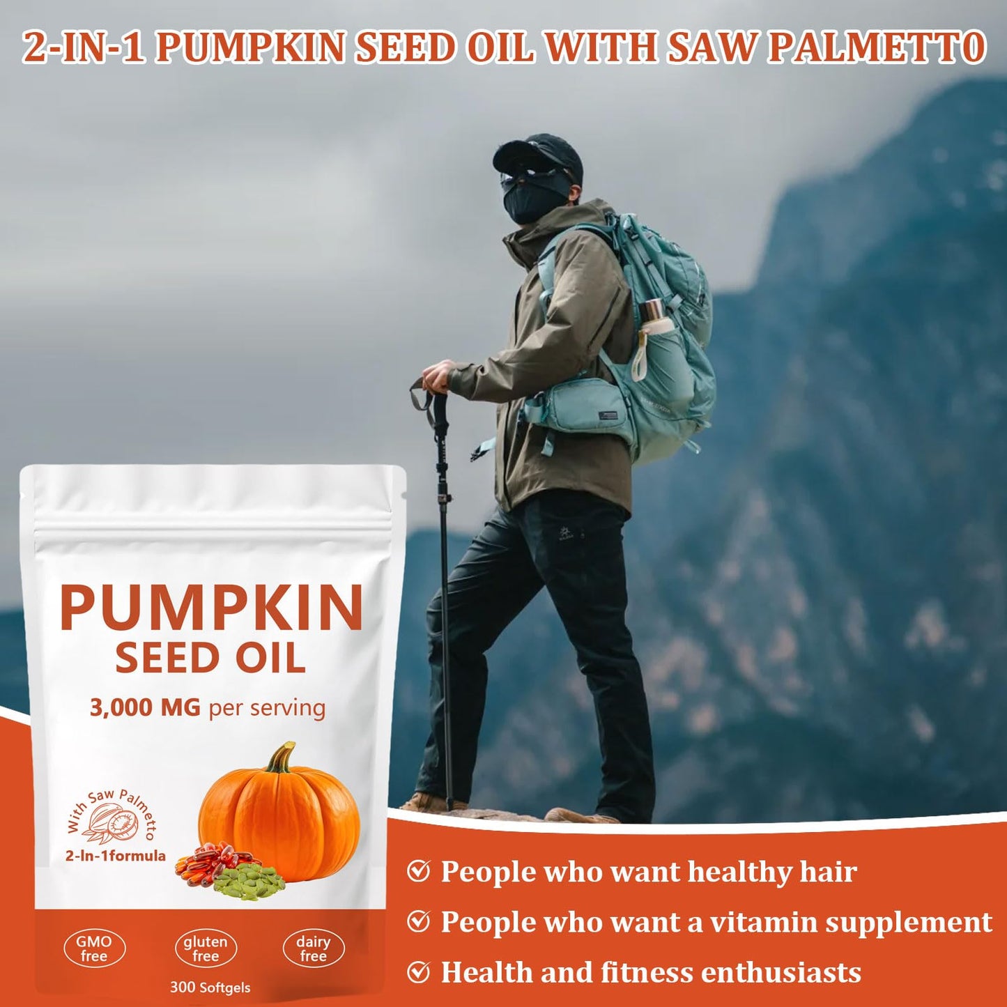 Ovela Pumpkin Seed Oil Capsules 3000mg with Saw Palmetto | Non-GMO, Gluten-Free