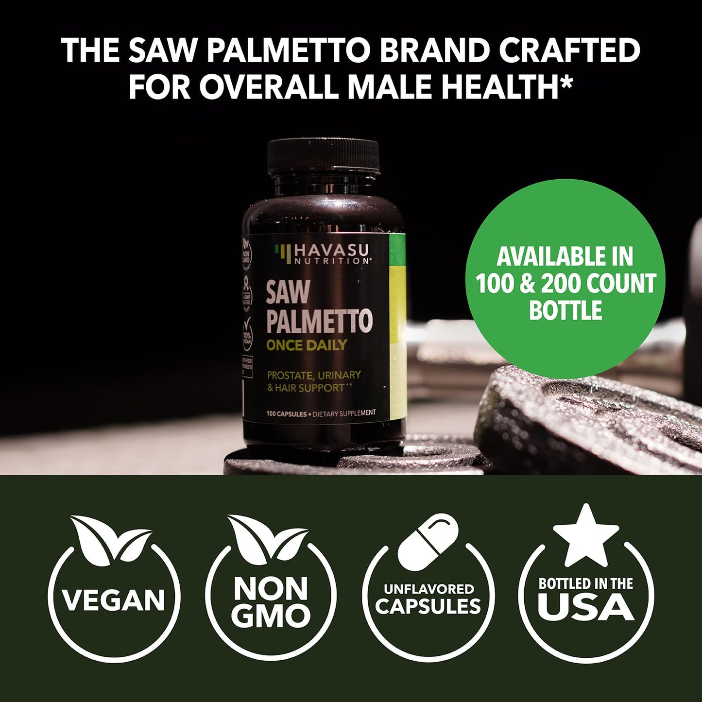 Saw Palmetto for Men Prostate Health - 500mg, 100 Count, Vegan, Non-GMO