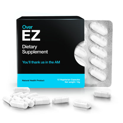 OVER EZ Pre-Drink Supplement – Party Recovery & Brighter Mornings (12 Capsules)