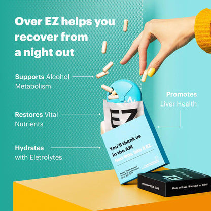 OVER EZ Pre-Drink Supplement – Party Recovery & Brighter Mornings (12 Capsules)