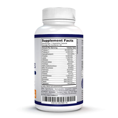 O!VITA Premium Digestive Enzymes – Plant-Based Enzymes for Better Digestion & Nutrient Absorption (60 Veggie Capsules)