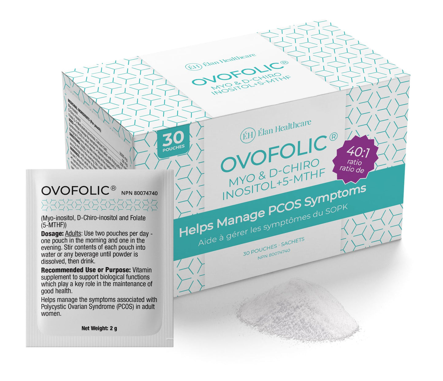 Ovofolic Inositol Supplement – Myo-Inositol & D-Chiro Inositol 40:1 Ratio | 30 Sachets
