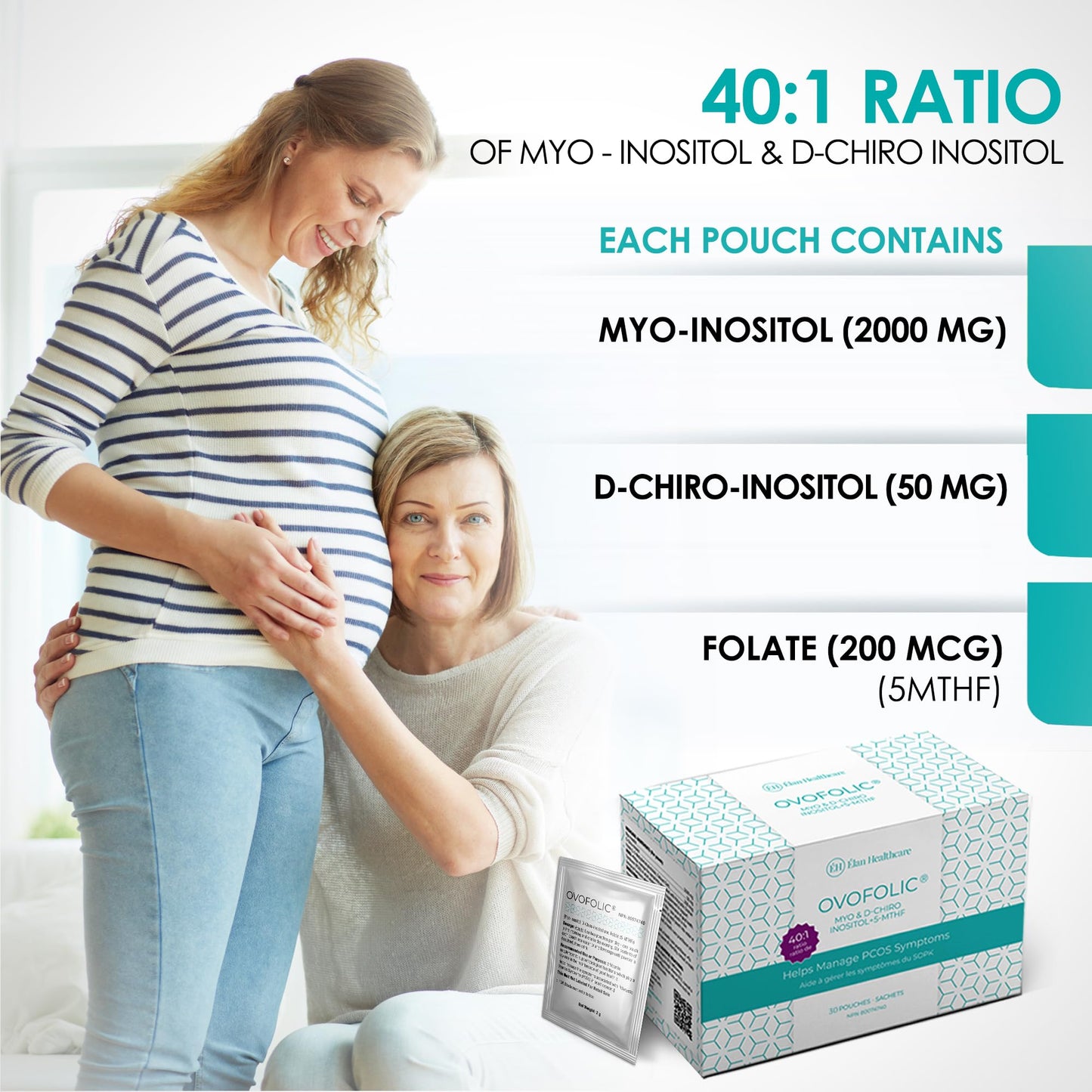 Ovofolic Inositol Supplement – Myo-Inositol & D-Chiro Inositol 40:1 Ratio | 30 Sachets