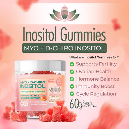 OCG Myo-Inositol & D-Chiro Inositol Gummies with Ashwagandha | PCOS Support