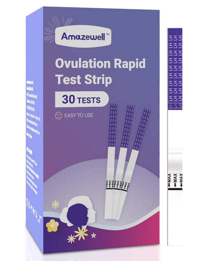 Amazewell Ovulation Test Strips – 30pcs LH Predictor Kit, 5mm Wide, High Accuracy