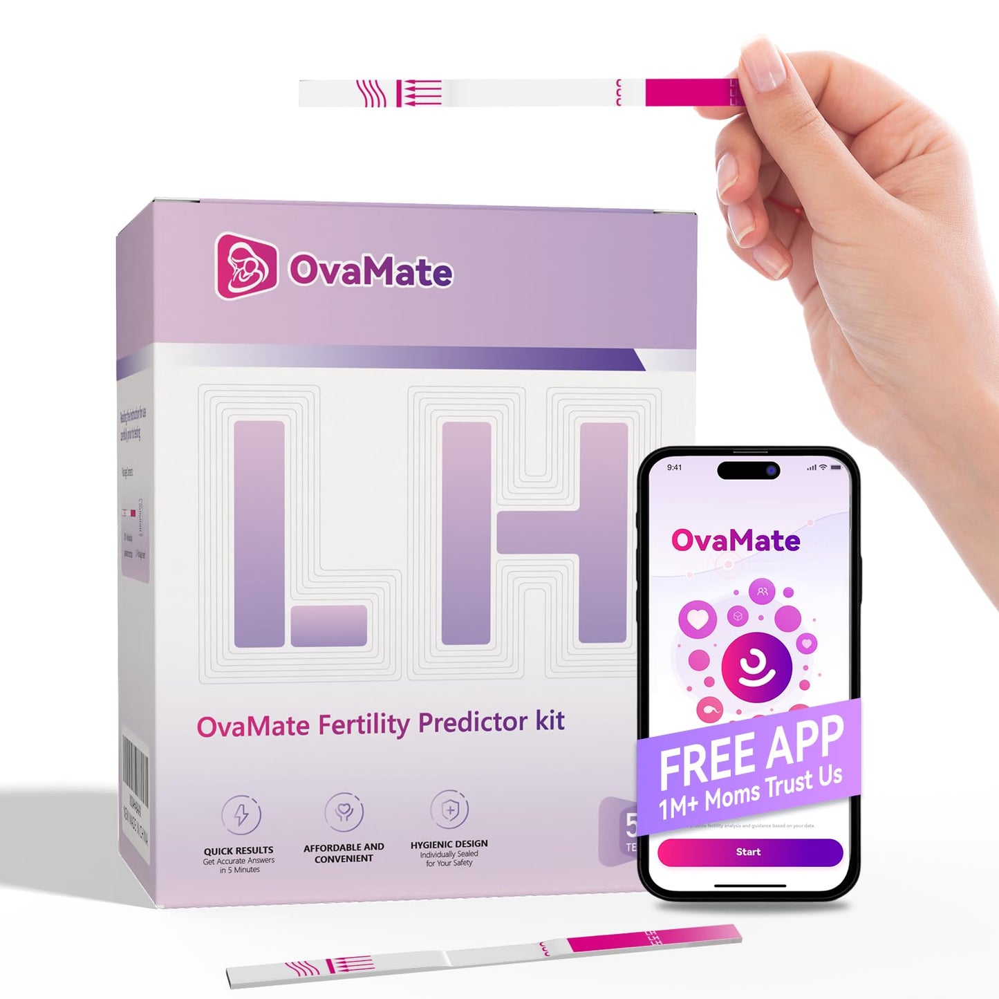 Ovulation Test Strips (50-Pack) — 50 Pack Fertility Tests | OvaMate App