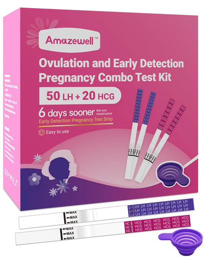Home Fertility Tracker: Ovulation & Pregnancy Test Strips Kit (50 LH, 20 HCG)