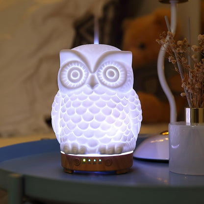 Owl Ceramic Aromatherapy Diffuser 160ml – INRORANS Ultrasonic Stone Owl Night Light