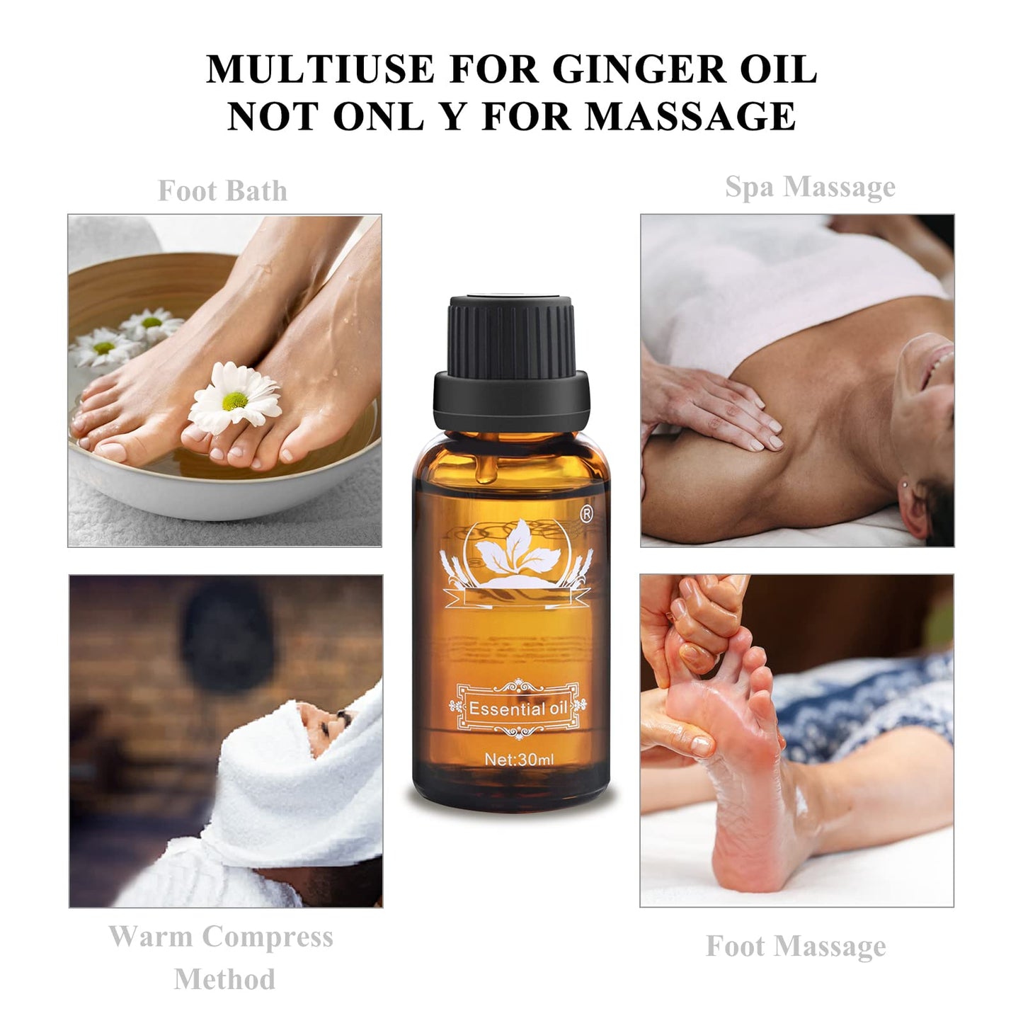 Ownest 3 Pack Ginger Massage Oil | 100% Pure Natural Ginger Oil for Lymphatic Drainage & Spa-at-Home - 30ml