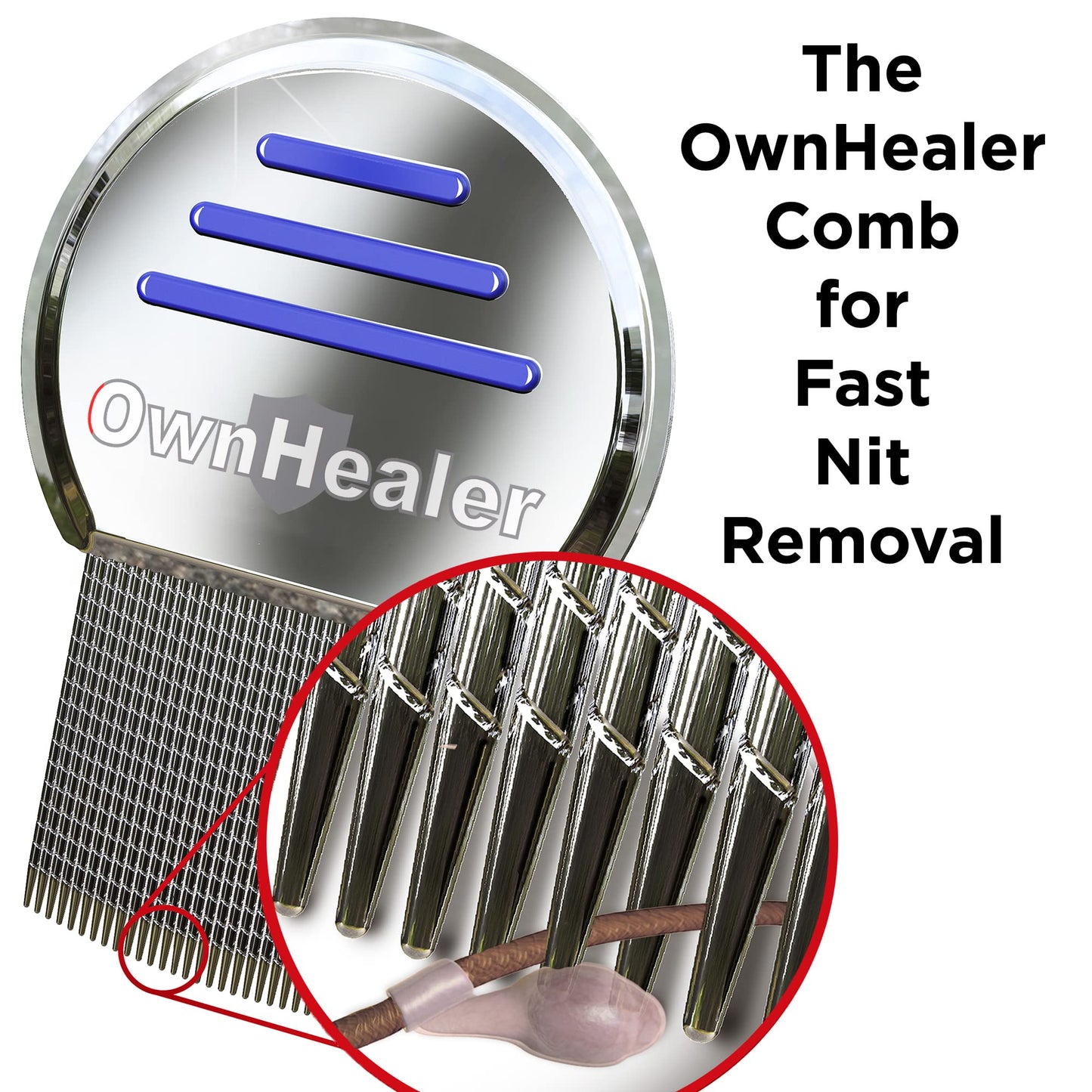 OWNHEALER Professional Lice Comb Kit – Fast, Gentle Lice & Nit Removal for All Hair Types