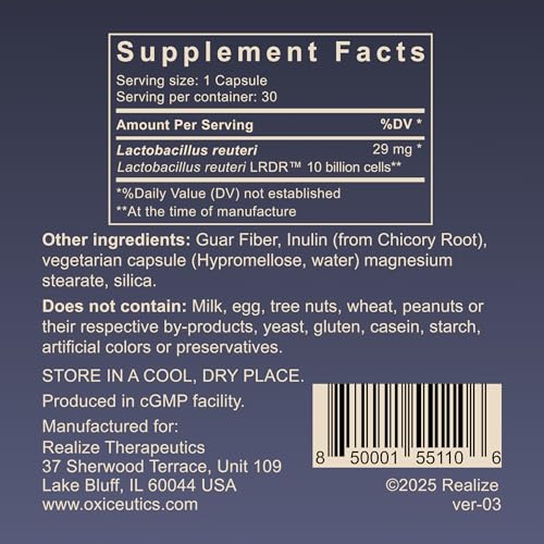 oxiceutics MyReuteri 10 Billion CFU Probiotic – Yogurt-Style Starter + FOS Prebiotic by Dr. William Davis