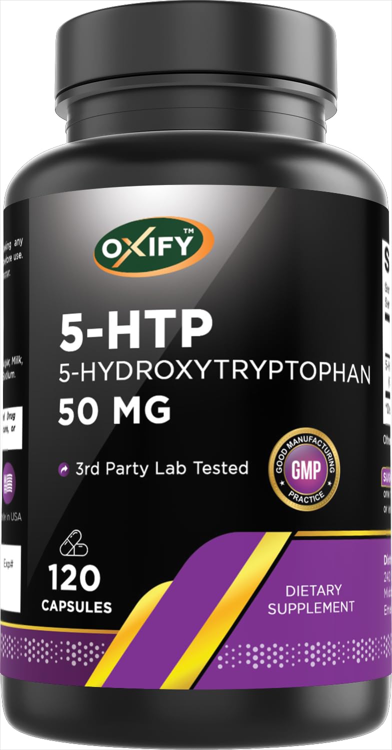 Oxify 5-HTP 50 mg | 120 Capsules | Gluten-Free & Non-GMO | Made in USA