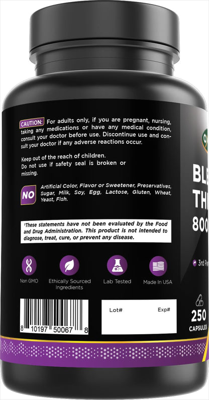 Oxify Blessed Thistle 800 mg – 250 Capsules | Gluten-Free & Non-GMO | Made in USA
