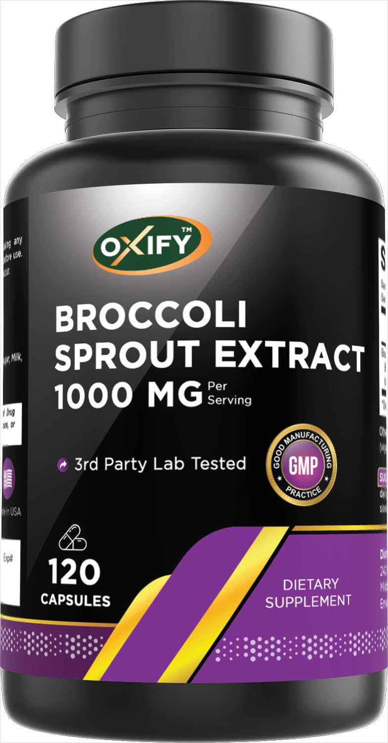 Oxify Broccoli Sprout Extract 1000 mg – 120 Capsules | Gluten-Free, Non-GMO | Made in USA