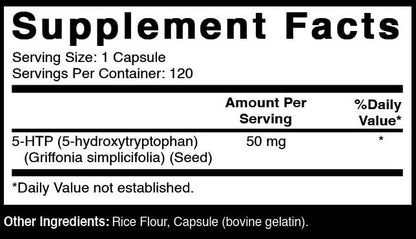 Oxify 5-HTP 50 mg | 120 Capsules | Gluten-Free & Non-GMO | Made in USA