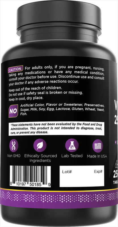 Oxify Vitamin B-6 25mg | 250 Tablets | Gluten-Free, Non-GMO | Made in USA