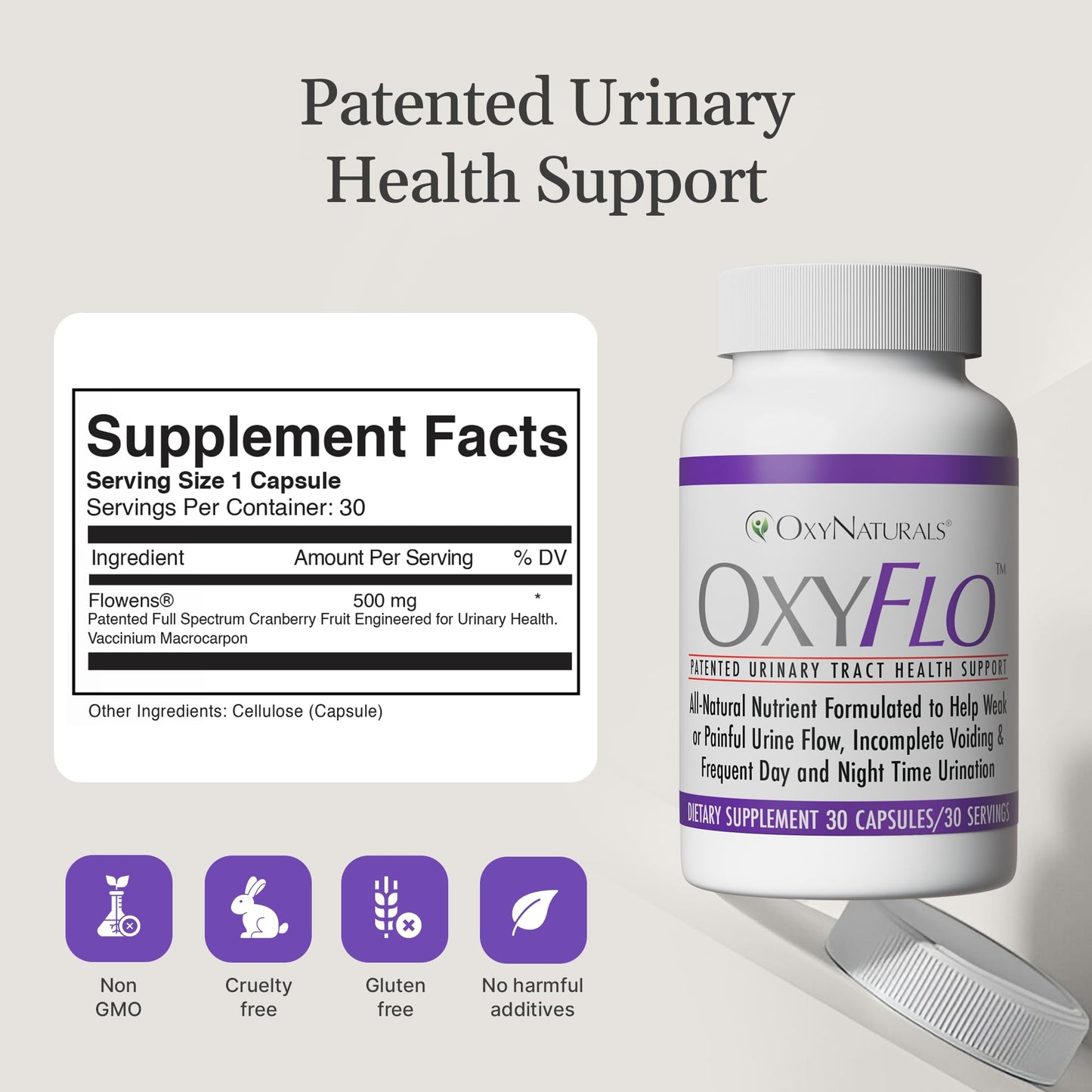 OxyFlo Bladder Control Supplement | Flowens Cranberry | 30 Servings | Made in USA
