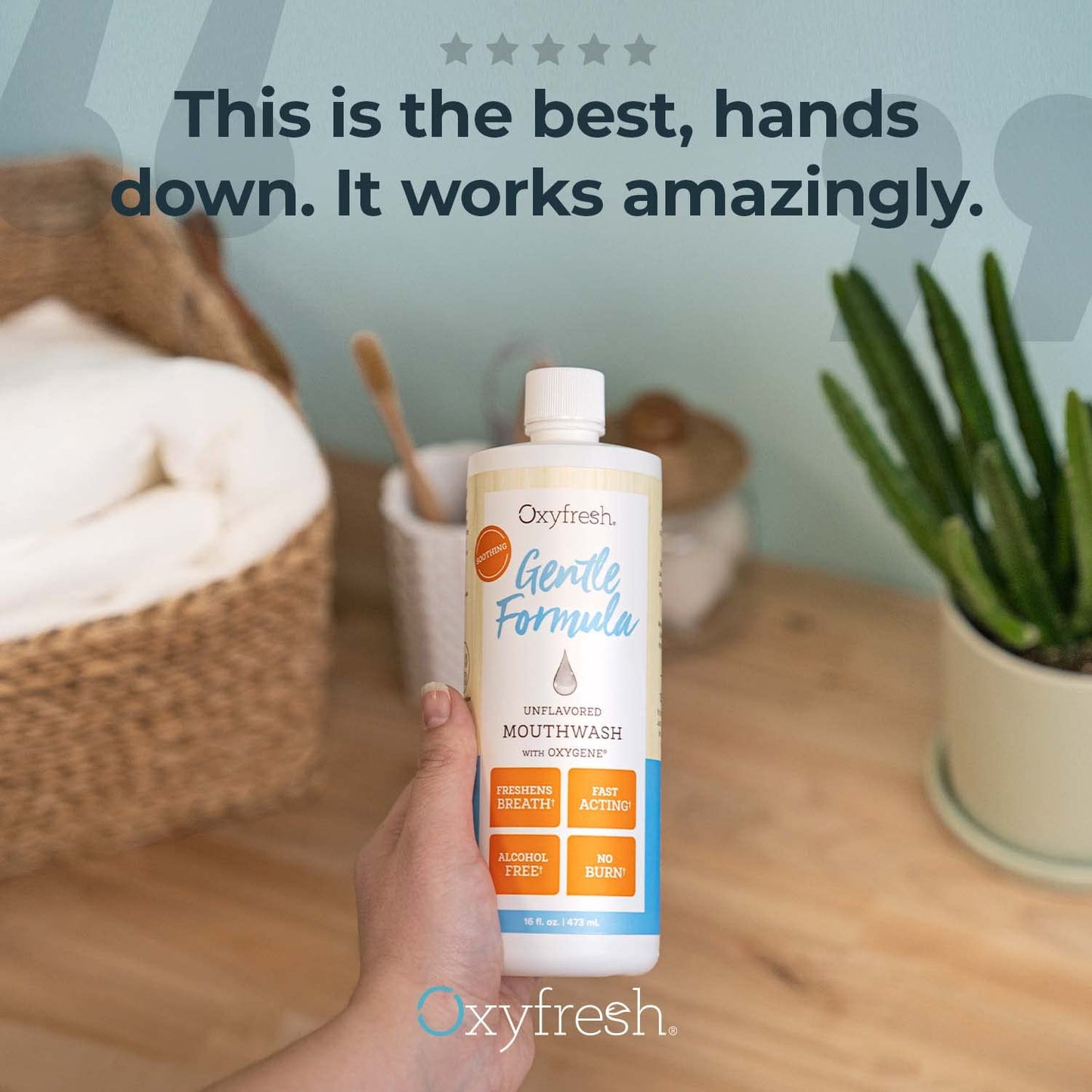 Oxyfresh Gentle Formula Unflavored Mouthwash – Ultra Sensitive Gums & Teeth – No Mint, Zero Alcohol, Flavor Free – 16 oz