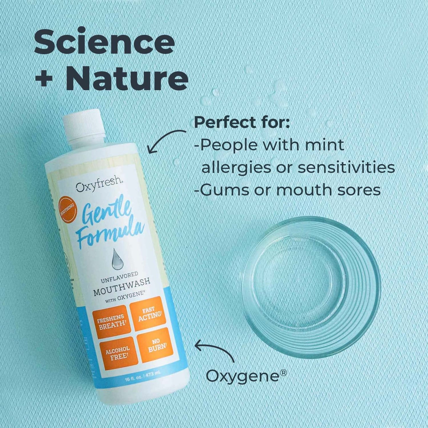 Oxyfresh Gentle Formula Unflavored Mouthwash – Ultra Sensitive Gums & Teeth – No Mint, Zero Alcohol, Flavor Free – 16 oz
