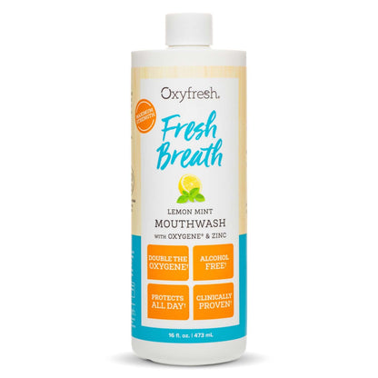 Oxyfresh Lemon Mint Mouthwash – SLS & Fluoride Free, Alcohol Free | 16 Fl Oz