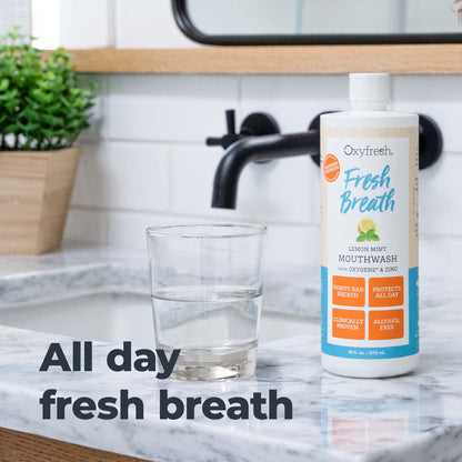 Oxyfresh Lemon Mint Mouthwash – SLS & Fluoride Free, Alcohol Free | 16 Fl Oz