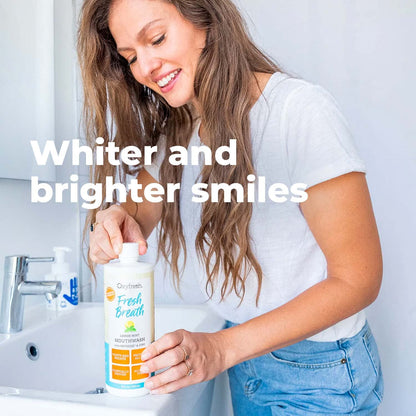 Oxyfresh Lemon Mint Fresh Breath Mouthwash – SLS & Fluoride Free, Alcohol Free – 16 Fl Oz (Pack of 3)