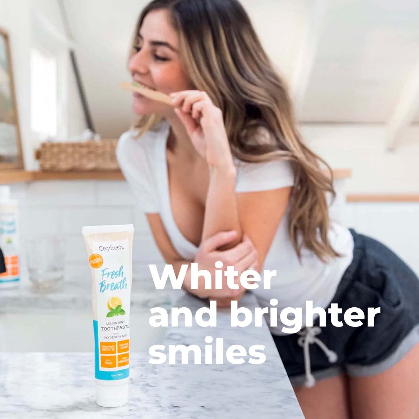 Oxyfresh Premium Lemon Mint Fresh Breath Toothpaste – SLS & Fluoride Free, Low Abrasion, 5oz Pack of 2