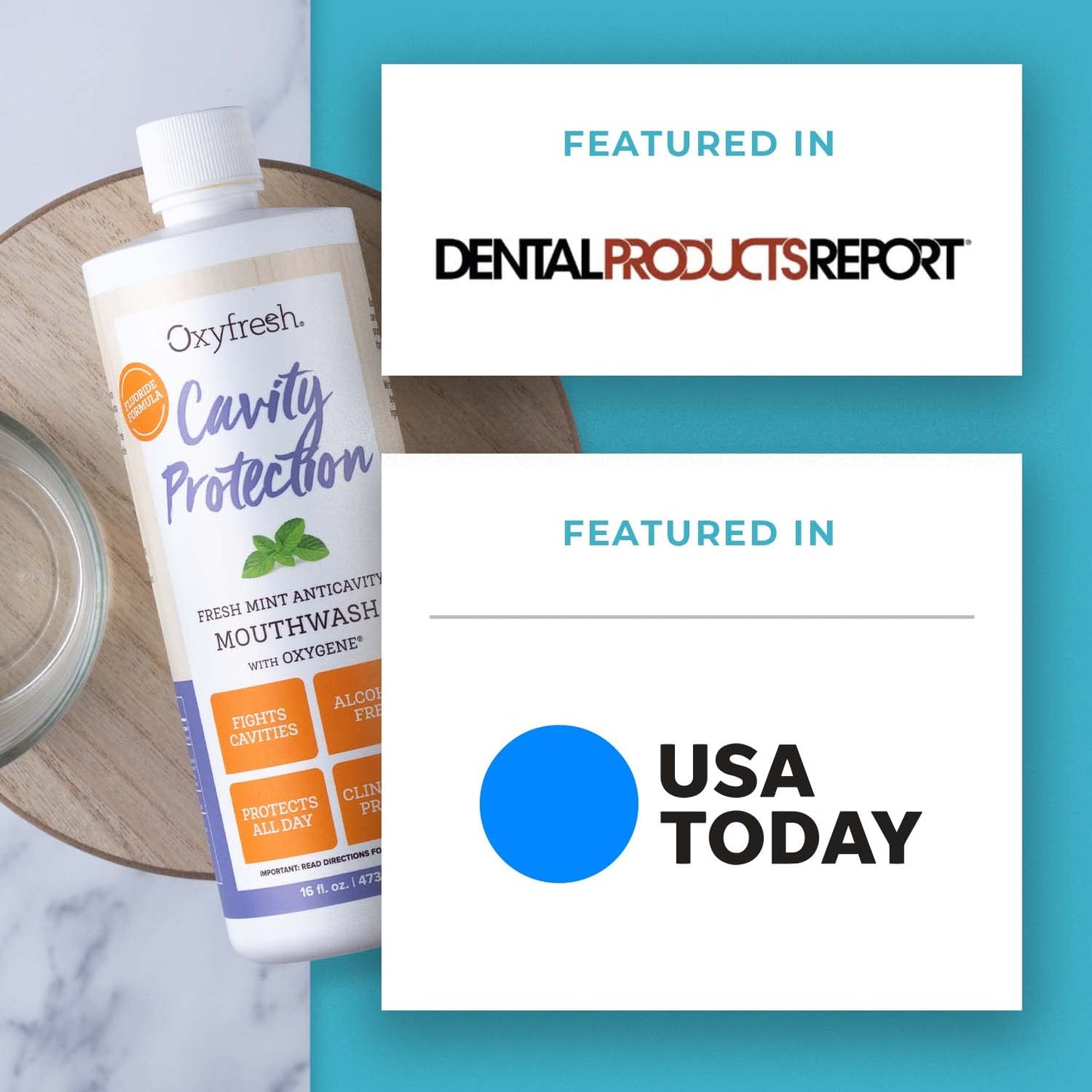 Oxyfresh Cavity Protection Fluoride Mouthwash – Alcohol-Free, Sensitive Teeth, 16 fl oz