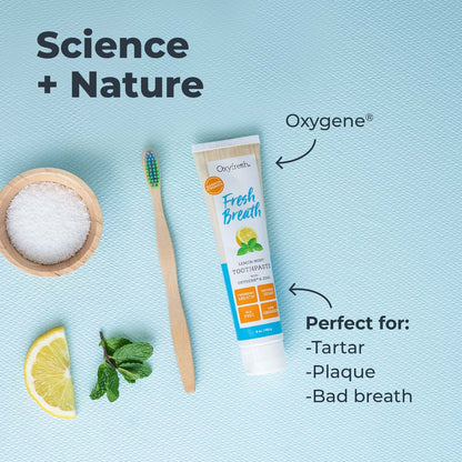 Oxyfresh Maximum Fresh Breath Lemon Mint Toothpaste - Clean Teeth & Fresh Breath - SLS & Fluoride Free - 5 oz