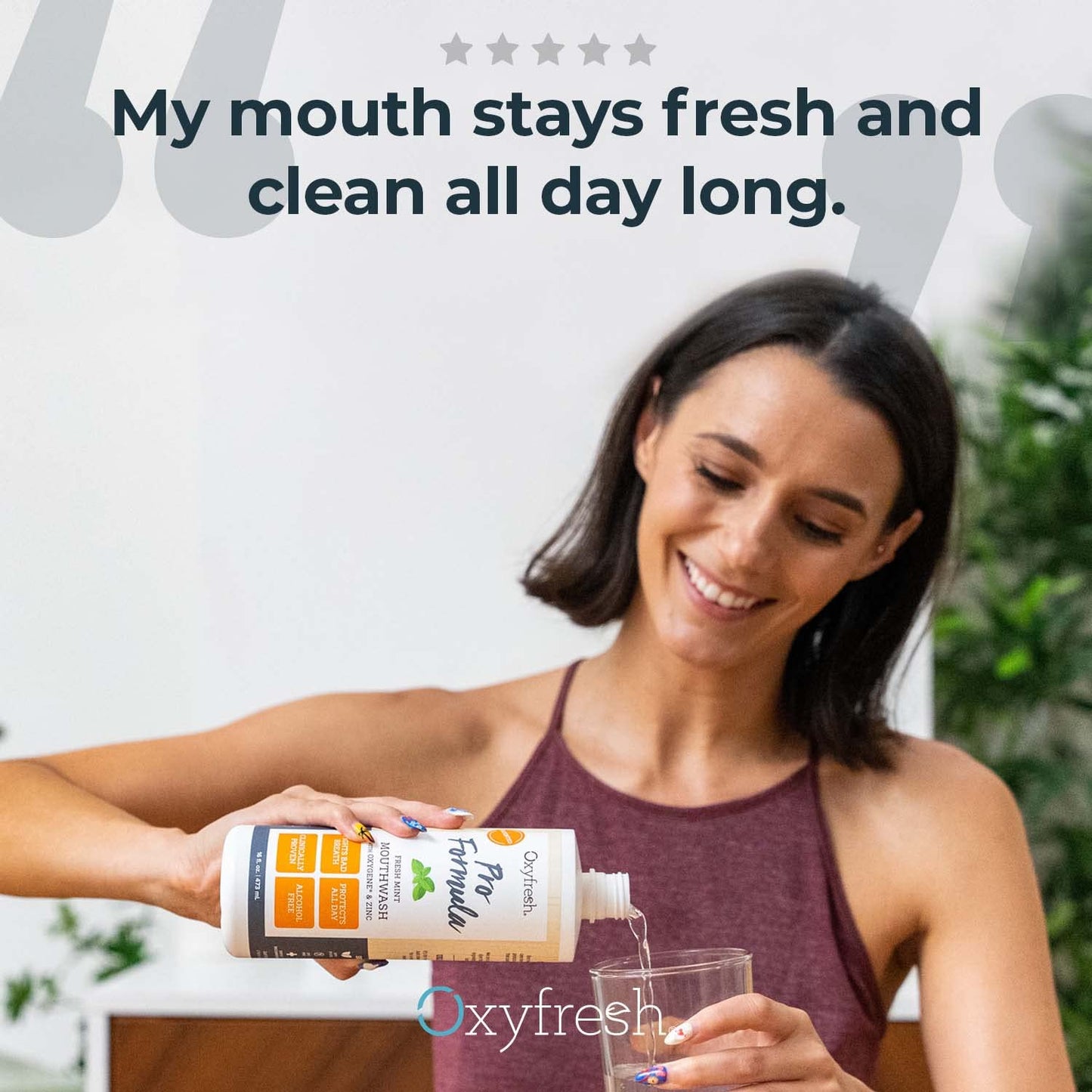 Oxyfresh Pro Formula Fresh Mint Mouthwash – Patented Zinc Mouthrinse, Dye & Alcohol Free (16 oz)