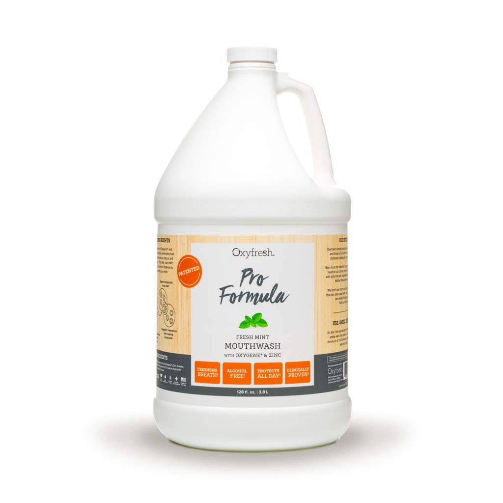 Oxyfresh Pro Formula Fresh Mint Mouthwash – Patented Zinc Mouthrinse for Fresh Breath, Healthy Gums & 1 Gal Dye/Fluoride/Alcohol Free