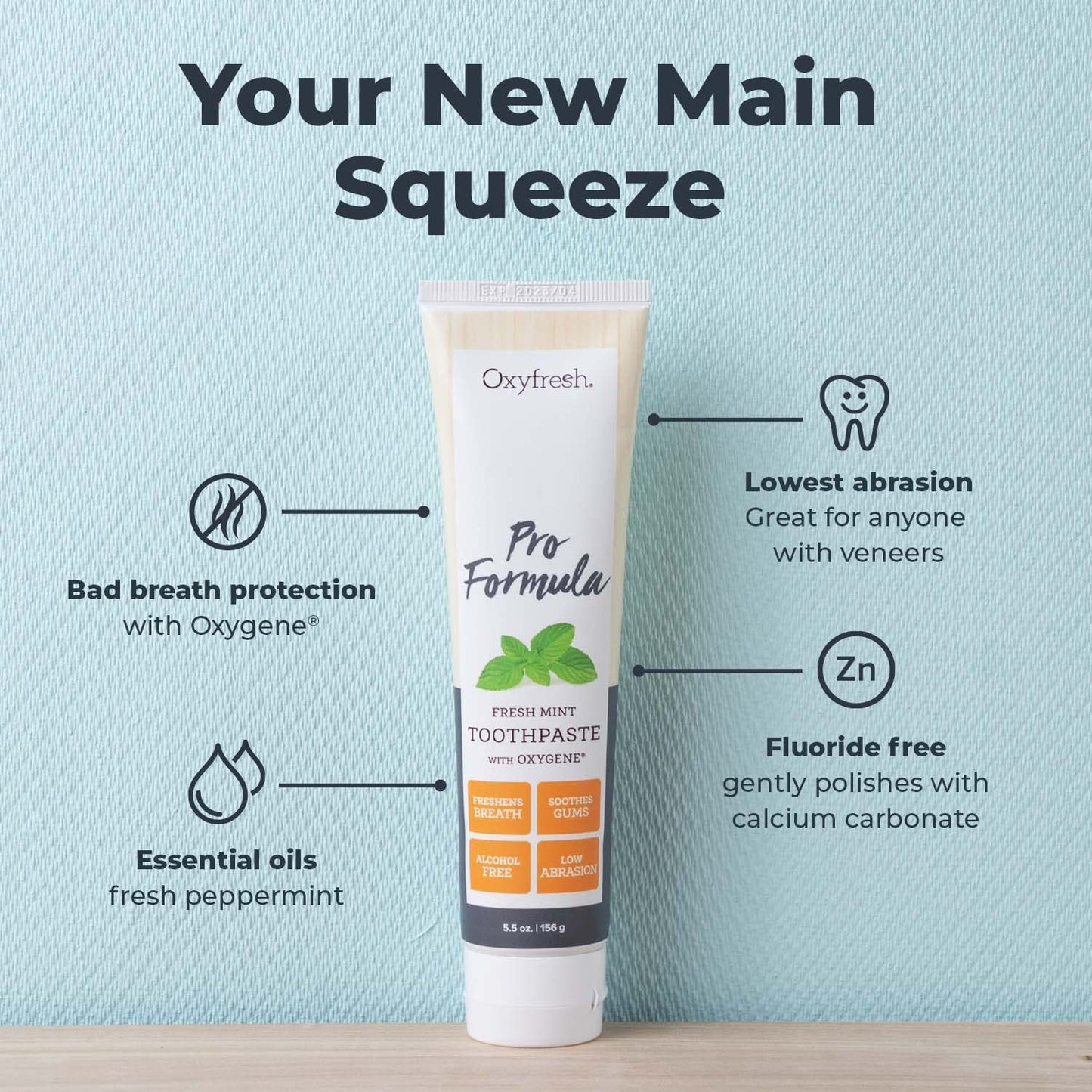 Oxyfresh Pro Formula Fresh Mint Toothpaste – Gentle Low Abrasion, Fluoride-Free, 5.5 oz Pack of 2