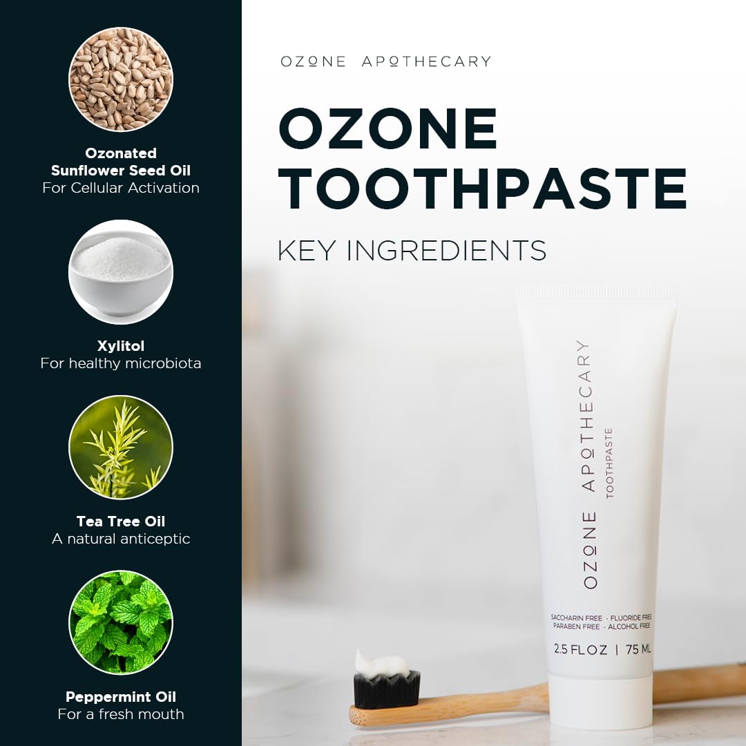 Ozone Apothecary Toothpaste - Ozone Oil Infused, Fluoride Free | Ozonated Oral Care