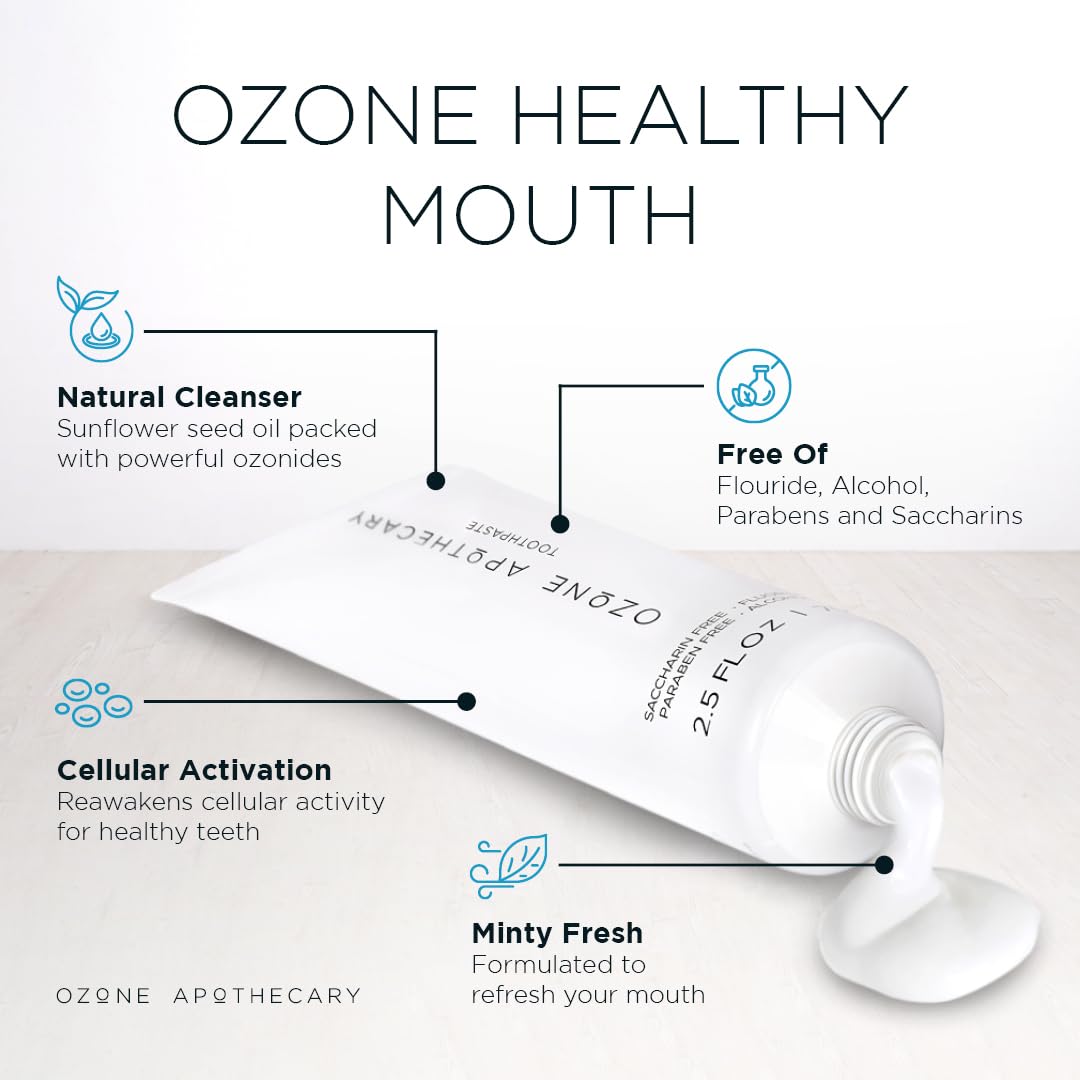Ozone Apothecary Toothpaste - Ozone Oil Infused, Fluoride Free | Ozonated Oral Care