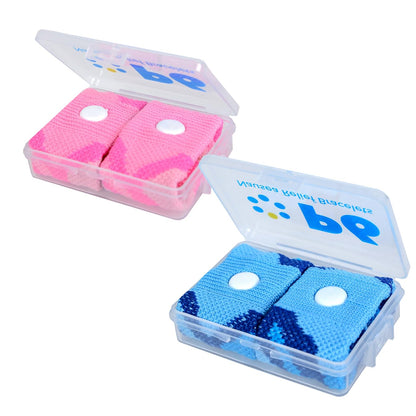 P6 Motion Sickness Bands for Kids - All-Natural Acupressure (2 Pack, Pink/Blue)