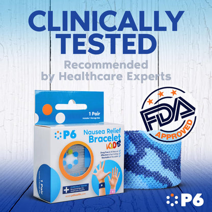 P6 Motion Sickness Bands for Adults - 2 Pack Pink & Blue | Non-Drowsy Acupressure Relief