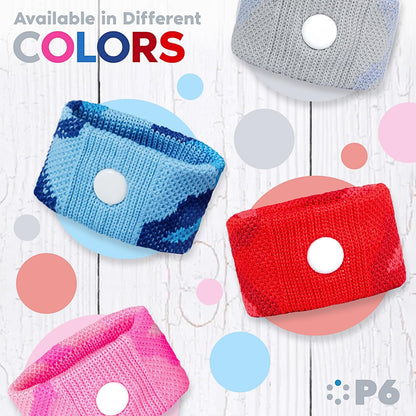 P6 Motion Sickness Bands for Adults - 2 Pack Pink & Blue | Non-Drowsy Acupressure Relief