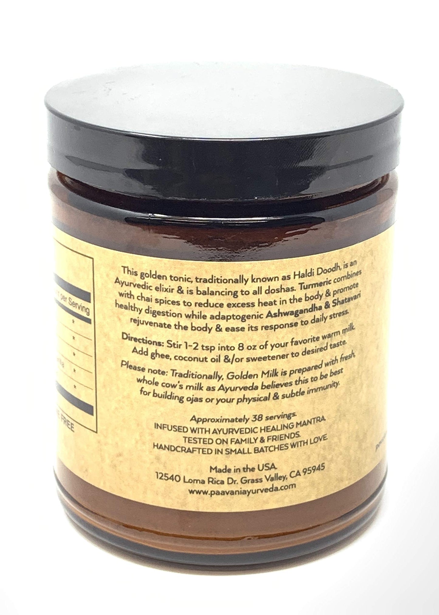 PAAVANI Ayurveda Golden Milk – Organic Turmeric & Ashwagandha, 38 Servings