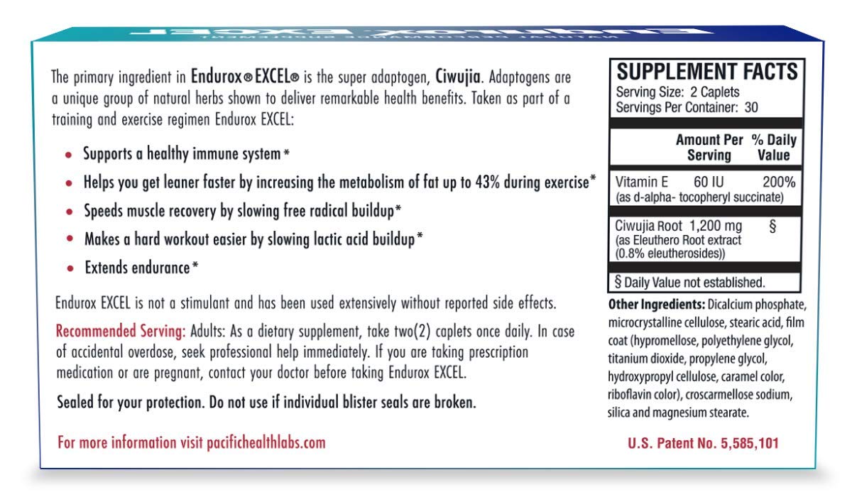 Pacific Health Endurox Excel – Natural Performance Supplement, 60 Caps