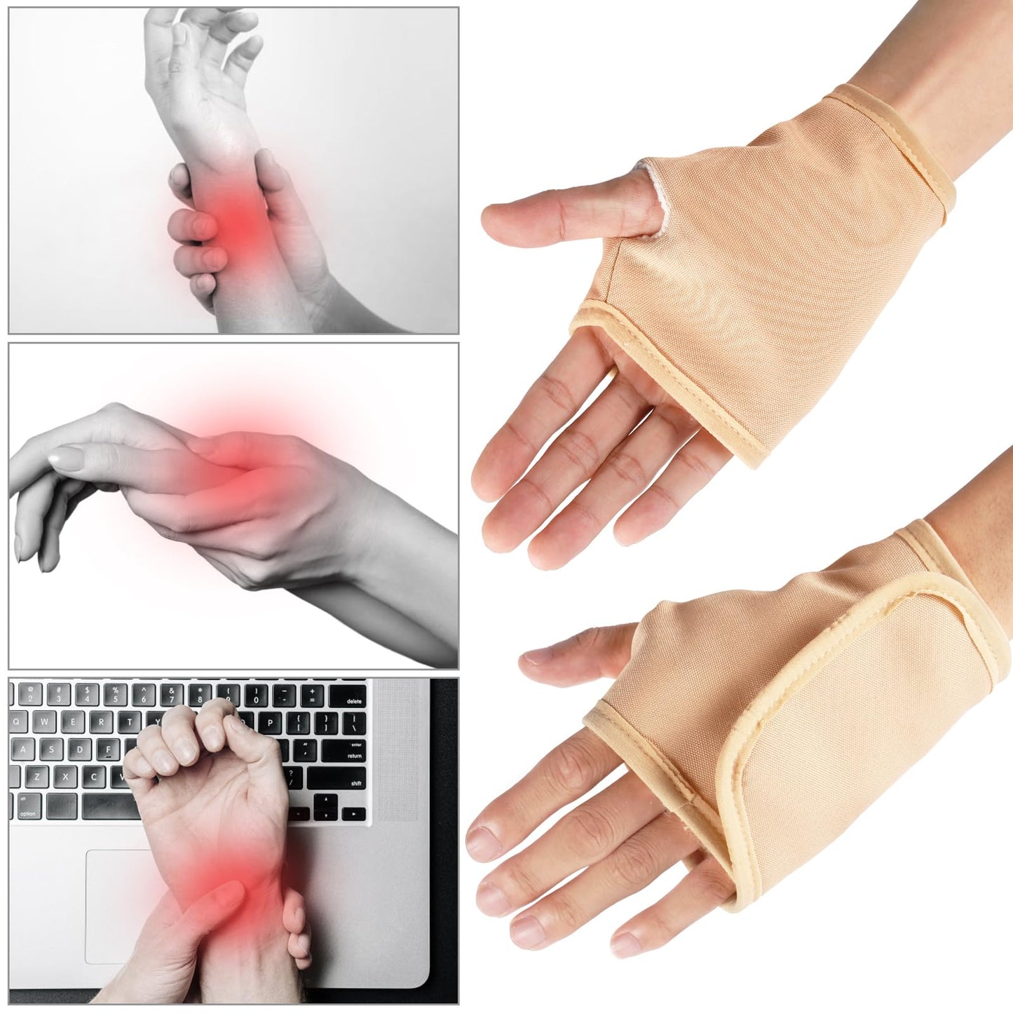 2pcs Castor Oil Packs for Hands – Reusable Adjustable Wraps (Khaki)