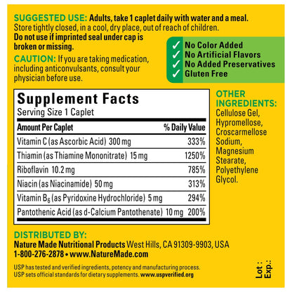 Nature Made B-Complex with Vitamin C Caplets - 100 Count (Pack of 3)