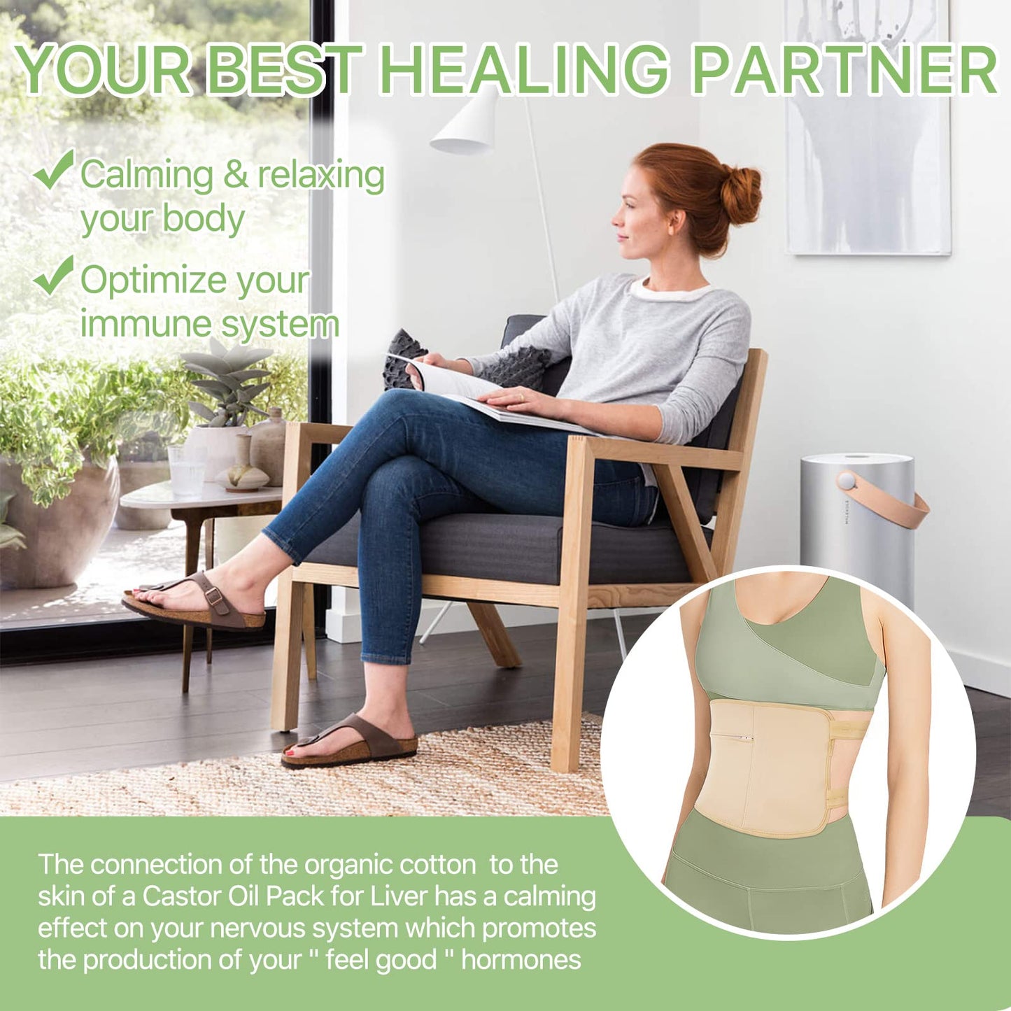 Castor Oil Pack Wrap - Premium Organic Reusable Kit for Liver Detox, Digestive Support & Anti-Leak