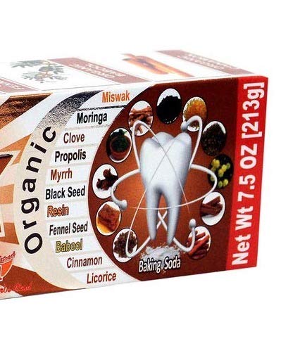 Pack of 6 Organic Miswak Moringa 10-in-1 Toothpaste - Clove, Propolis, Myrrh, Black Seed, Fennel - Fluoride Free 7.05 oz