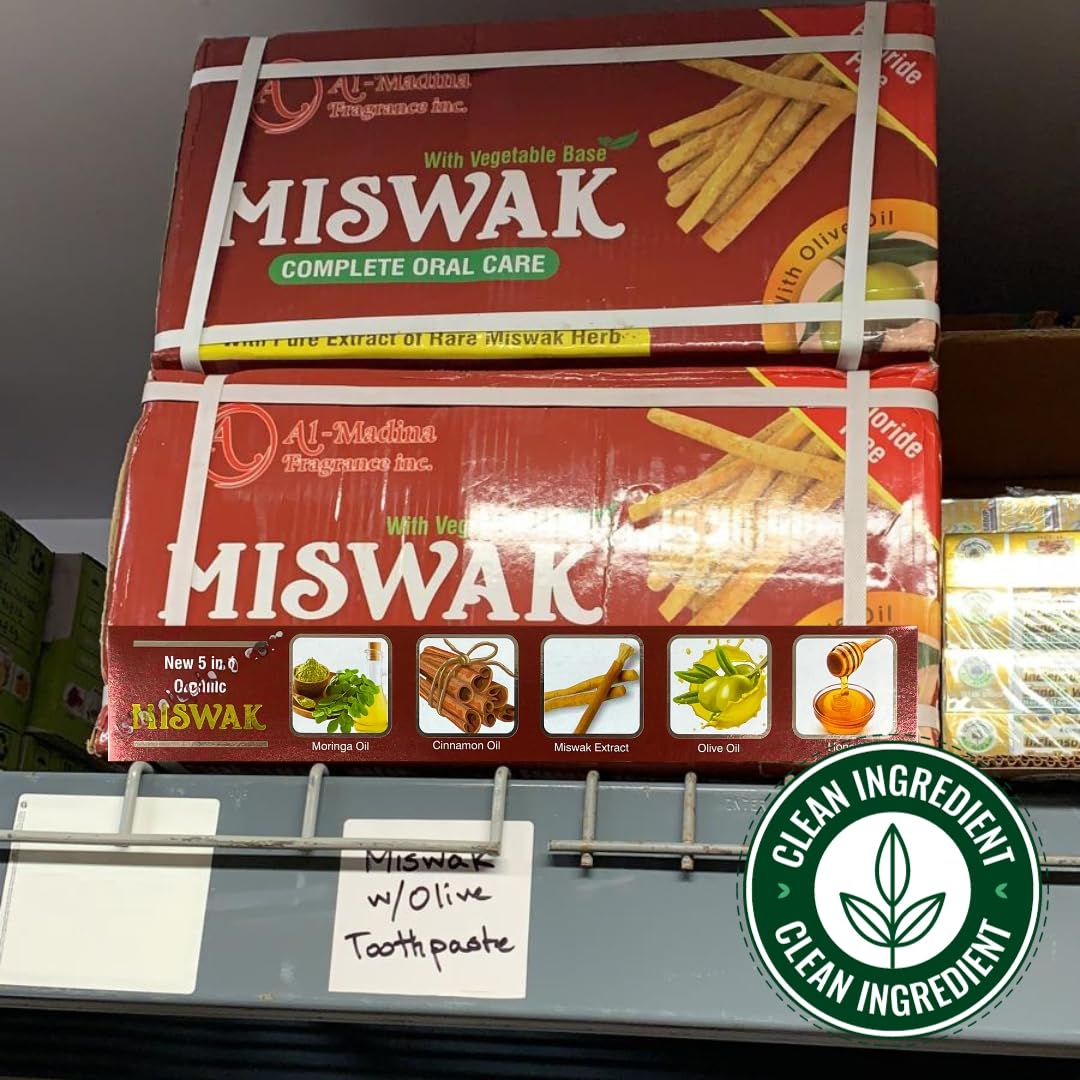 Pack of 6 Organic Miswak Moringa 10-in-1 Toothpaste - Clove, Propolis, Myrrh, Black Seed, Fennel - Fluoride Free 7.05 oz