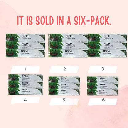 Pack of 6 Organic Neem 10-in-1 Fluoride-Free Toothpaste – 7.05 oz