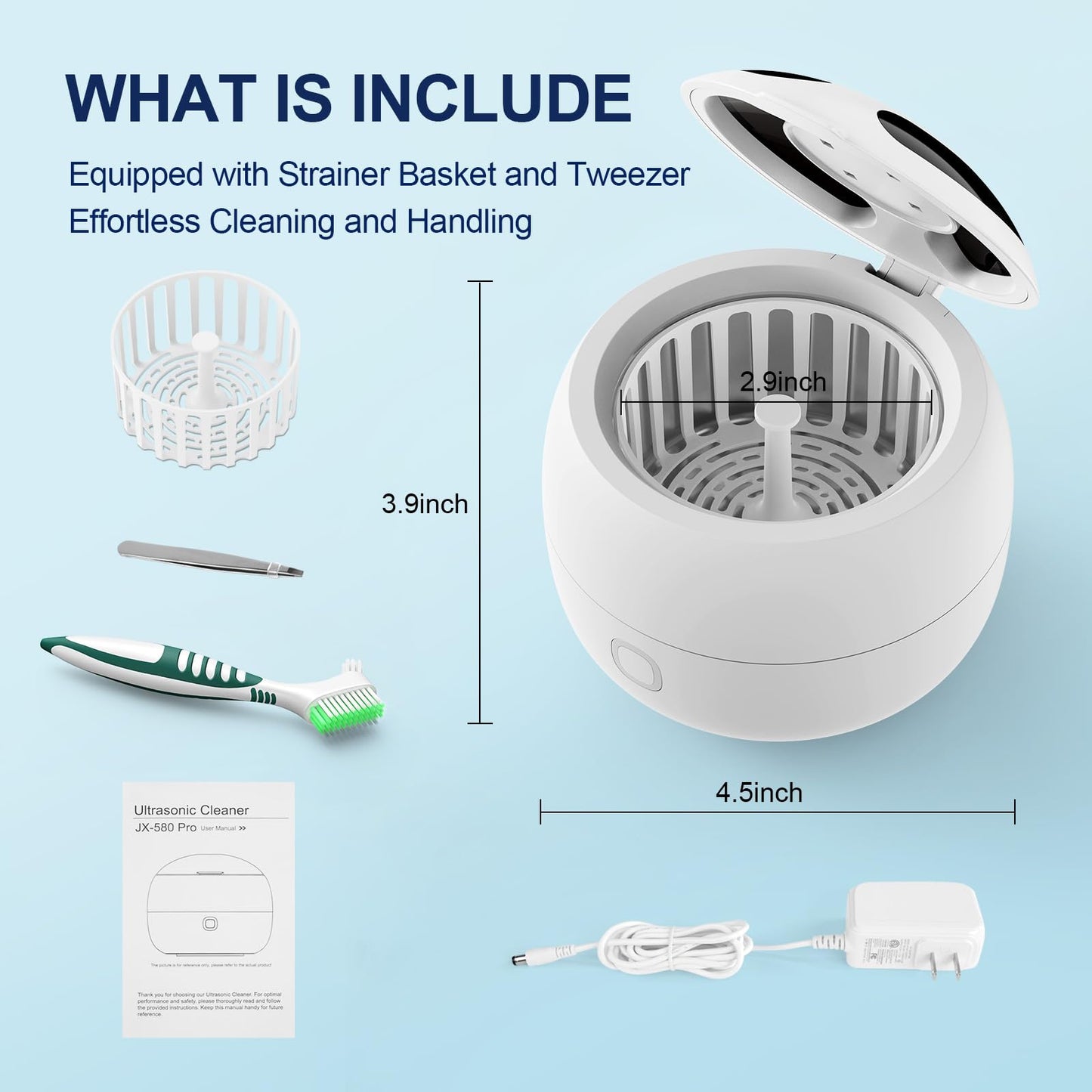 Upgraded Ultrasonic Retainer Cleaner - 45kHz Cleaning Machine with 200ml Pod