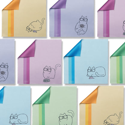 10 Pack Cute Kitty Cat Design Multicolor Microfiber Cleaning Cloths – For Eyeglasses, Lenses, Sunglasses & Phones