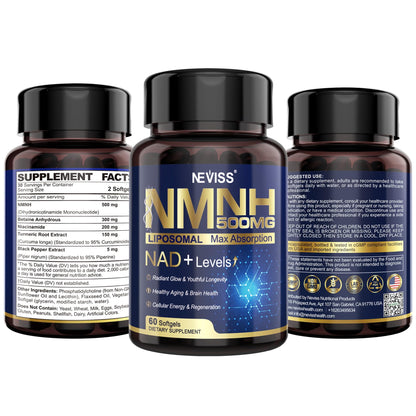 NMNH Liposomal 500mg NAD+ – Next-Gen NMN/NAD+ Supplement for Cellular Energy & Healthy Aging